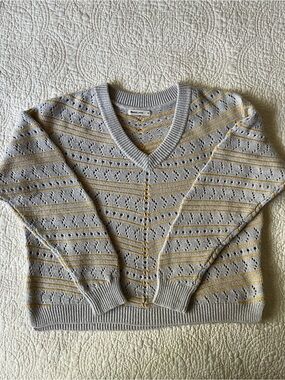 Marine Layer gray + yellow sweater